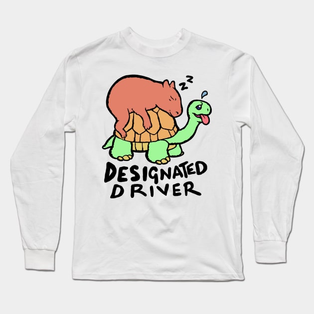 Capybara designated driver. Long Sleeve T-Shirt by bangart